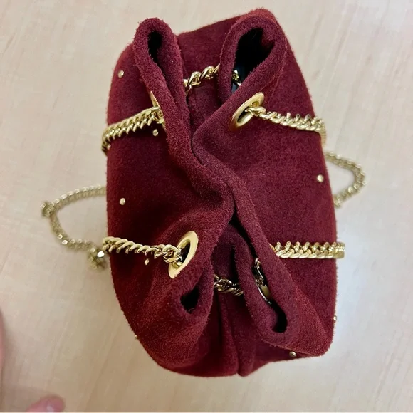 Studded Suede Bucket Bag with Chain Strap - Picture 2 of 15
